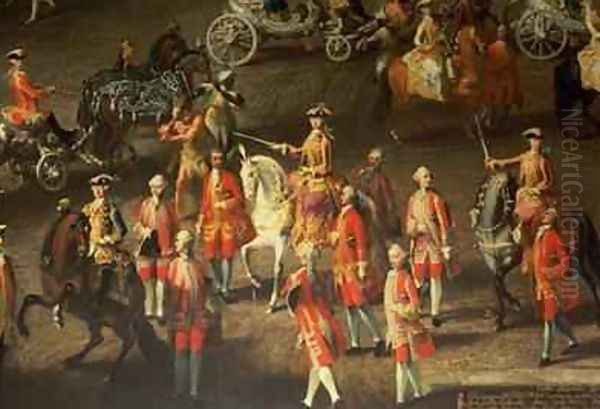 A Cavalcade in the Winter Riding School of the Vienna Hof to celebrate the defeat of the French army at Prague 1743 2 Oil Painting by Martin II Mytens or Meytens