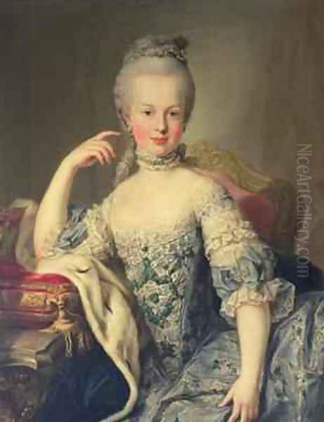 Archduchess Marie Antoinette Habsburg-Lotharingen 1755-93 1767-68 Oil Painting by Martin II Mytens or Meytens