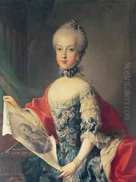 Archduchess Maria Carolina 1752-1814 Oil Painting by Martin II Mytens or Meytens