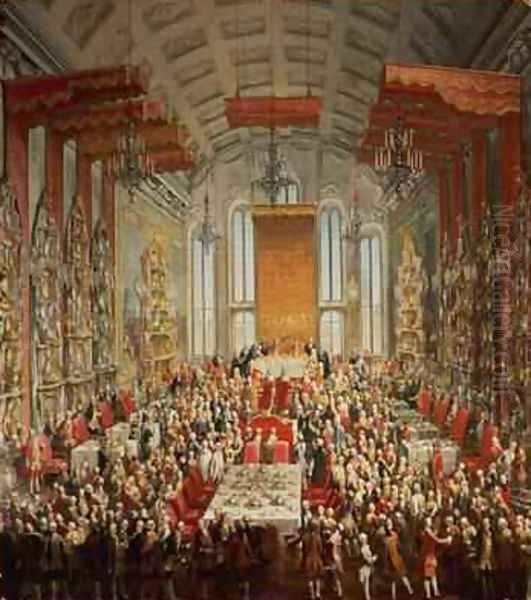 Coronation Banquet of Joseph II in Frankfurt 1764 Oil Painting by Martin II Mytens or Meytens