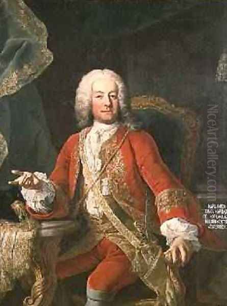 Count Carl Anton von Harrach Master Falconer and Lord Lieutenant of Austria Oil Painting by Martin II Mytens or Meytens