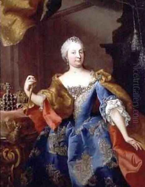 Portrait of Empress Maria Theresa of Austria Oil Painting by Martin II Mytens or Meytens