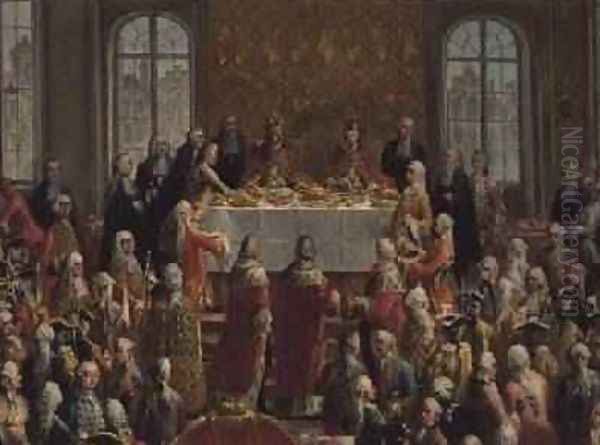 The Coronation Banquet of Joseph II 1741-90 Emperor of Germany 1764 Oil Painting by Martin II Mytens or Meytens