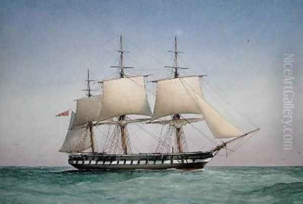 50-gun Frigate HMS Arethusa 1876 Oil Painting by William Frederick Mitchell