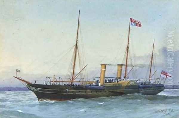 The Royal Yacht Osborne with the Prince of Wales aboard Oil Painting by William Frederick Mitchell