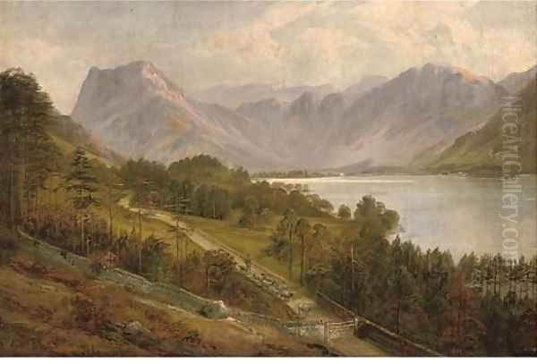 Buttermere lake Oil Painting by William Frederick Mitchell