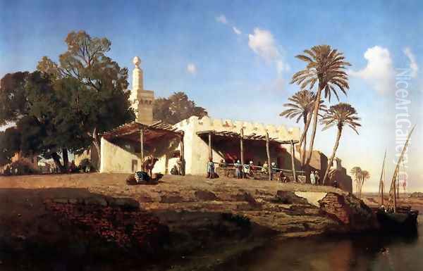 On the banks of the Nile Oil Painting by Prosper-Georges-Antoine Marilhat