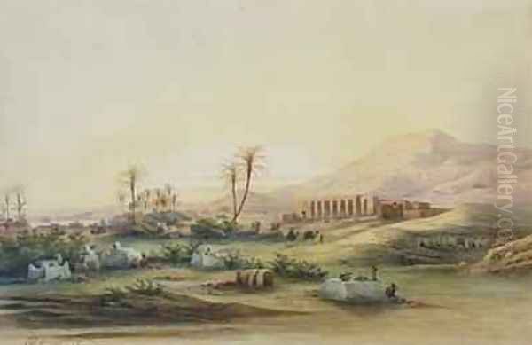 Valley of the Nile with the Ruins of the Temple of Seti I 1844 Oil Painting by Prosper-Georges-Antoine Marilhat