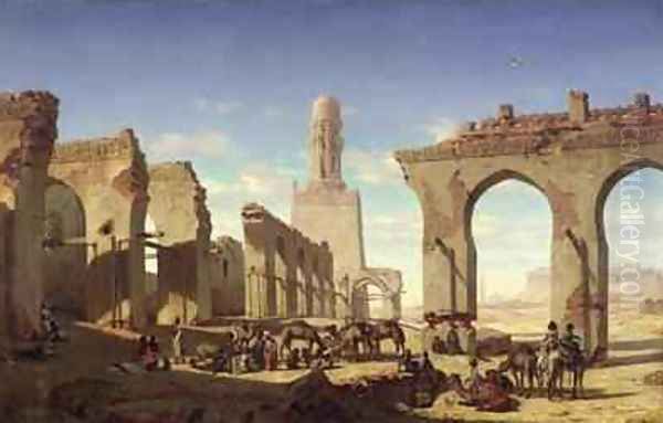 Ruins of the Mosque of the Caliph El Haken Oil Painting by Prosper-Georges-Antoine Marilhat