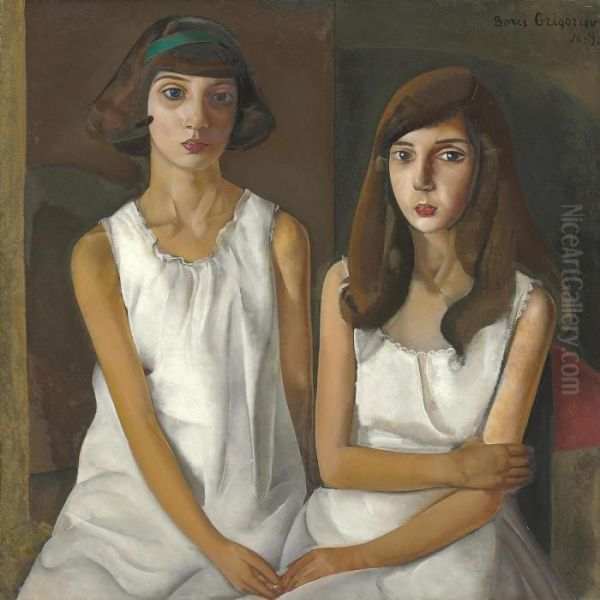 Les Enfants Oil Painting by Boris Dimitrevich Grigoriev