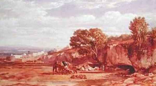 The Caravan at Rest Oil Painting by Prosper-Georges-Antoine Marilhat