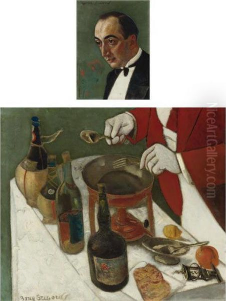 Preparing Crepes Oil Painting by Boris Dimitrevich Grigoriev