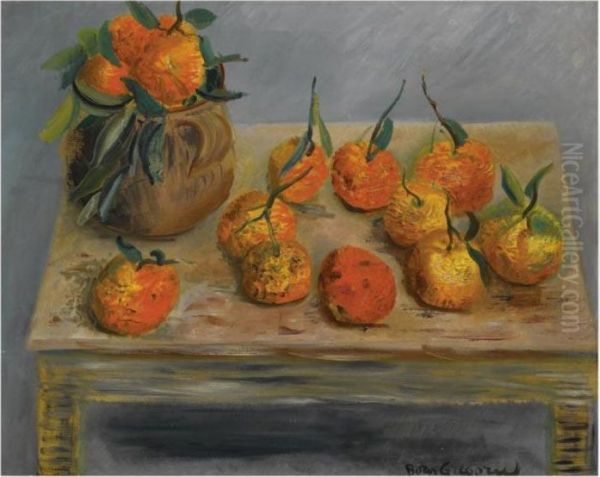 Still Life With Oranges Oil Painting by Boris Dimitrevich Grigoriev