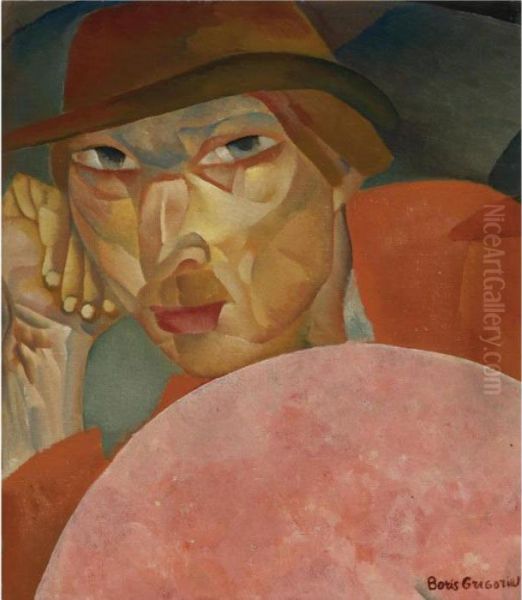 Russian Man Oil Painting by Boris Dimitrevich Grigoriev