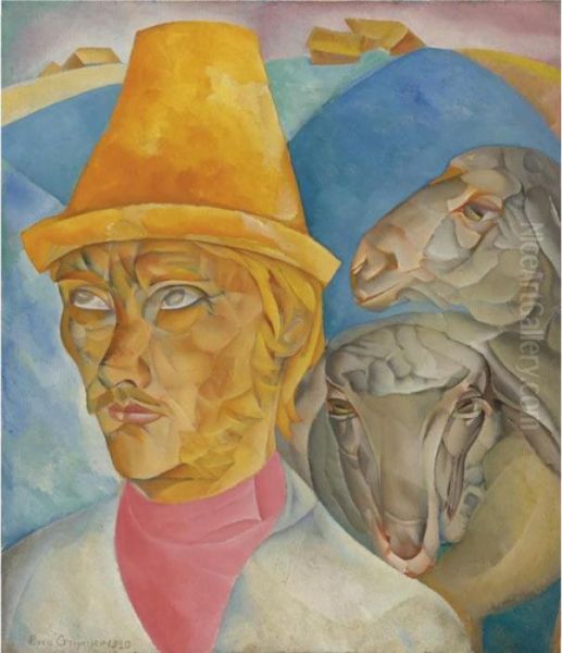 Shepherd Of The Hills Oil Painting by Boris Dimitrevich Grigoriev