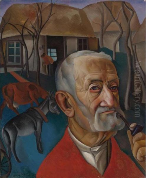 Man With Pipe Oil Painting by Boris Dimitrevich Grigoriev