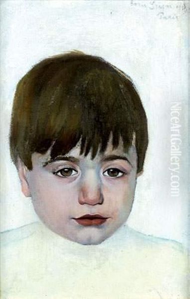 Portrait De Jeune Garcon Oil Painting by Boris Dimitrevich Grigoriev