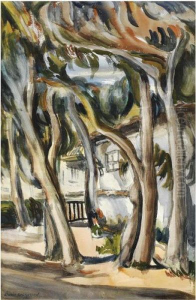 The Garden At Villa Borisella Oil Painting by Boris Dimitrevich Grigoriev