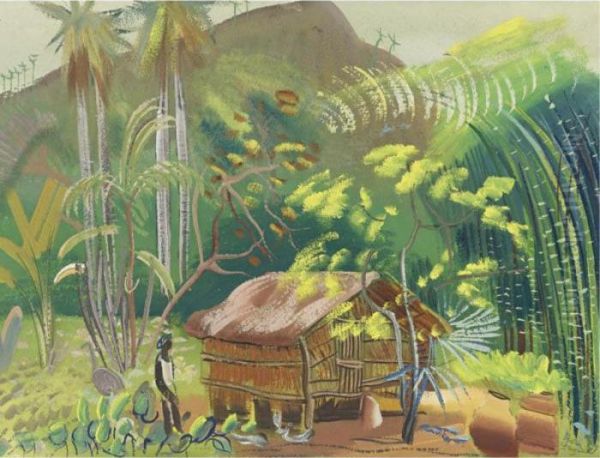 Native Hut, Brazil Oil Painting by Boris Dimitrevich Grigoriev