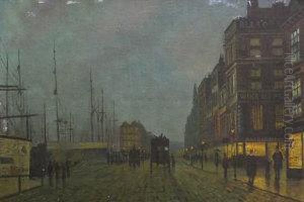 View Along A Quayside At Twilight Oil Painting by John Atkinson Grimshaw