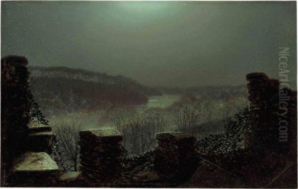 From The Castle, Roundhay Park Oil Painting by John Atkinson Grimshaw