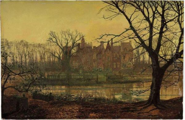 The Old Grange At Sunset Oil Painting by John Atkinson Grimshaw