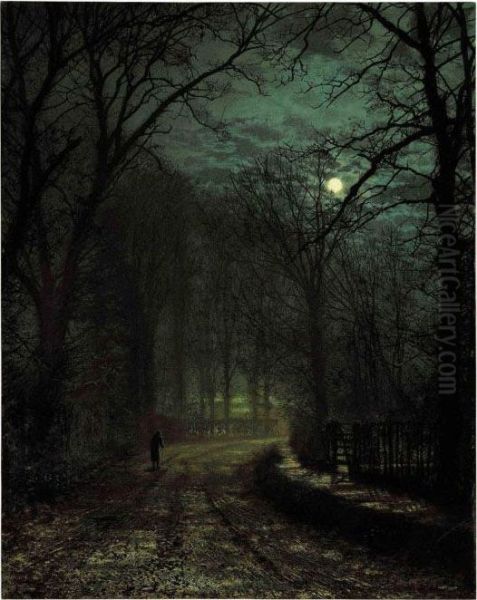 A Yorkshire Lane In November Oil Painting by John Atkinson Grimshaw