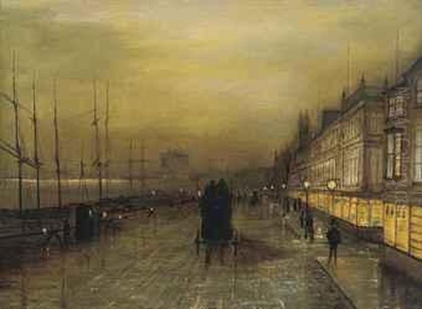 Liverpool By Gaslight Oil Painting by John Atkinson Grimshaw