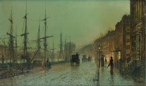 Glasgow Docks Oil Painting by John Atkinson Grimshaw