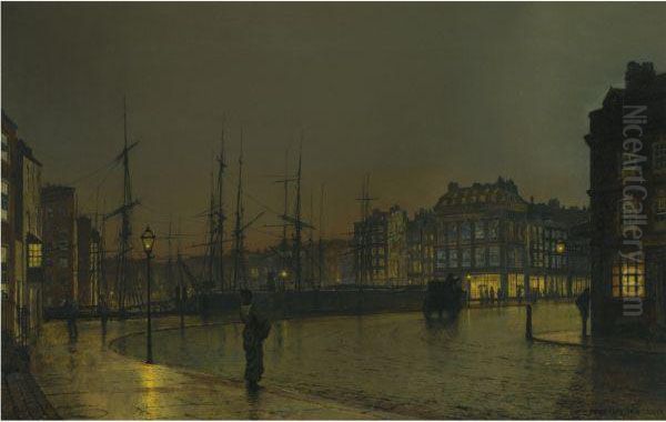 Greenock Shipping Oil Painting by John Atkinson Grimshaw