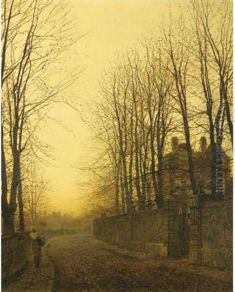 Late Autumn Oil Painting by John Atkinson Grimshaw