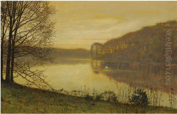 Roundhay Lake, Leeds Oil Painting by John Atkinson Grimshaw