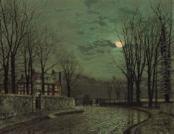 November Moonlight Oil Painting by John Atkinson Grimshaw