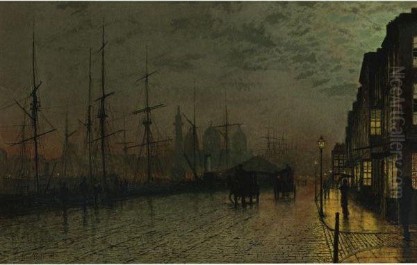 Prince's Dock, Hull Oil Painting by John Atkinson Grimshaw