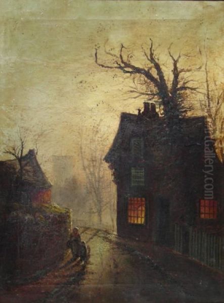 Evening Scene Near Roundhay Oil Painting by John Atkinson Grimshaw