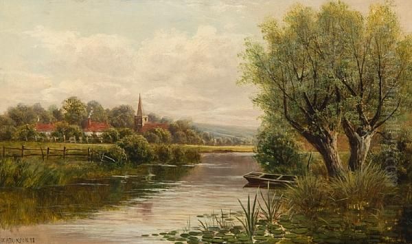 Welsh River Landscape Oil Painting by John Atkinson Grimshaw