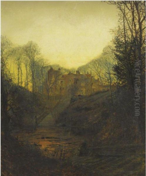 A Manor House In Autumn by John Atkinson Grimshaw