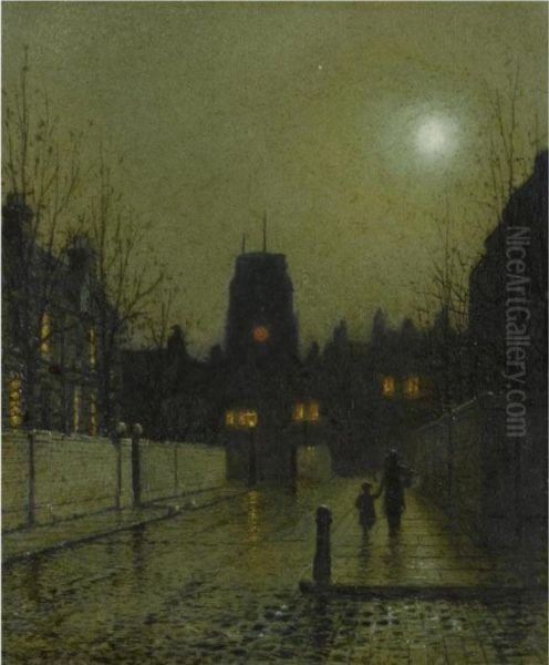 Old Chelsea Oil Painting by John Atkinson Grimshaw