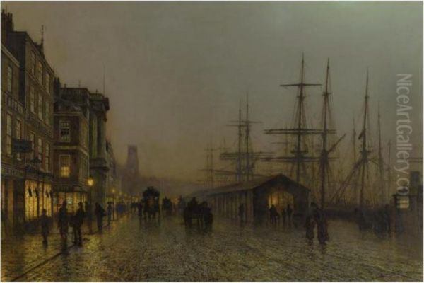 Glasgow - Saturday Night Oil Painting by John Atkinson Grimshaw