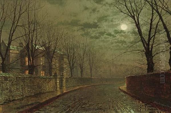 Silvery Moonlight Oil Painting by John Atkinson Grimshaw