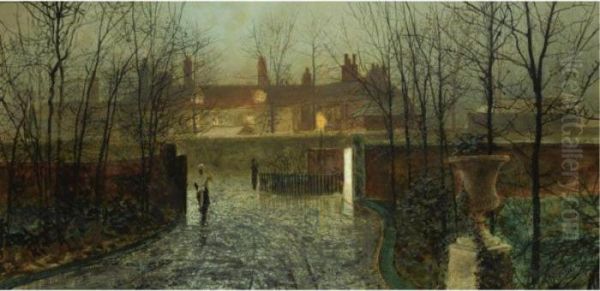 Arriving At The Hall Oil Painting by John Atkinson Grimshaw