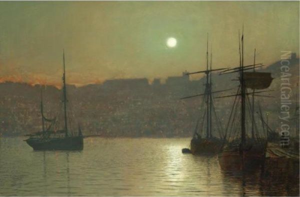 South Bay, Scarborough Oil Painting by John Atkinson Grimshaw