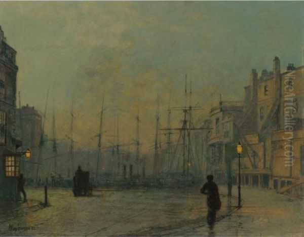 Grenoch By Night Oil Painting by John Atkinson Grimshaw