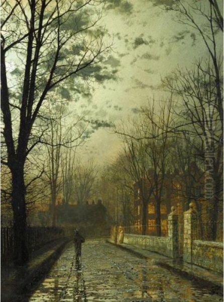 After The Shower Oil Painting by John Atkinson Grimshaw