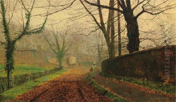 Autumn Sunshine, Stapleton Park, Pontefract Oil Painting by John Atkinson Grimshaw