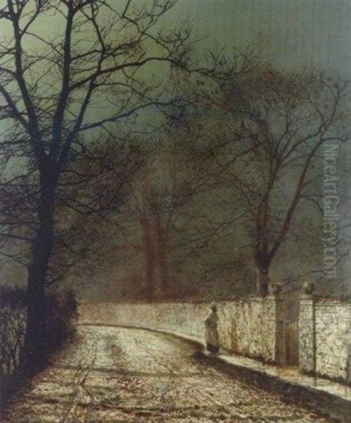 A November Night Oil Painting by John Atkinson Grimshaw