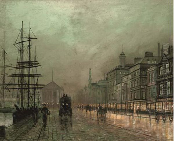 Liverpool Docks Oil Painting by John Atkinson Grimshaw