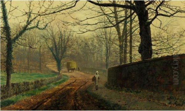 Late Autumn, Stapleford Park, North Pontefract Oil Painting by John Atkinson Grimshaw