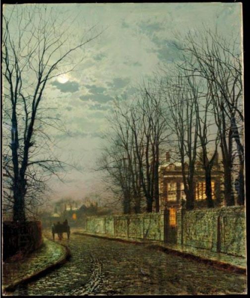 A Wintry Moon Oil Painting by John Atkinson Grimshaw