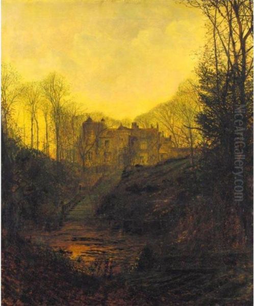 A Manor House In Autumn Oil Painting by John Atkinson Grimshaw